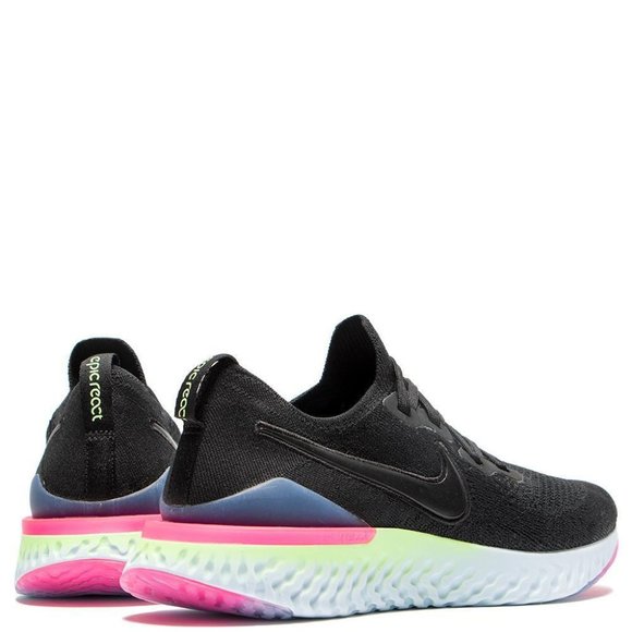 Nike Epic React Flyknit 2 Black Lime Pink Running Shoes Mens BQ8928-003 - Picture 4 of 15